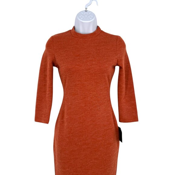 Lulus Conversation Starter Rust Orange Midi Knit Dress Size Small NWT - Picture 2 of 9
